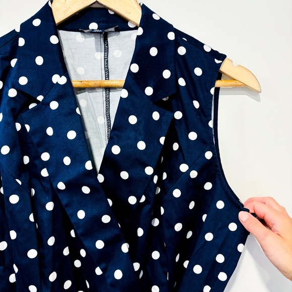 CHAPS Navy polka-dot dress - Picture 3 of 9